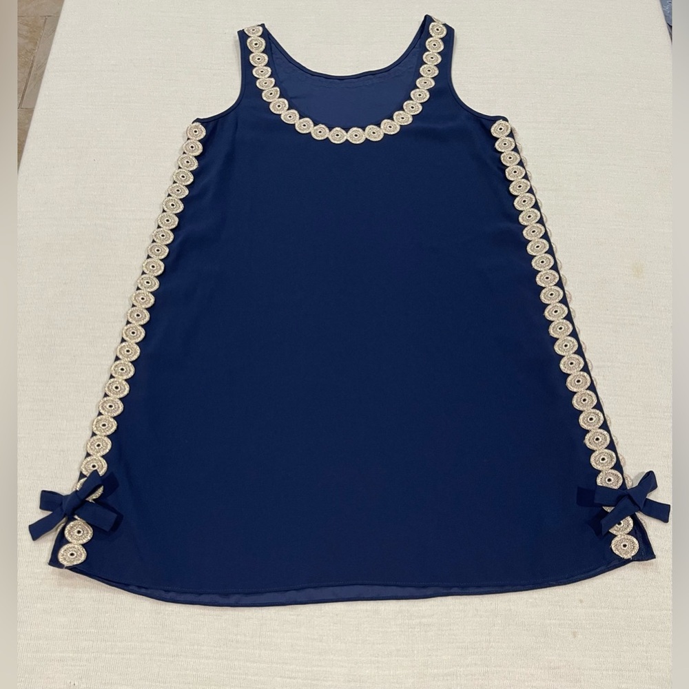 Lilly Pulitzer Stella Shift Dress In  Coastal Navy Size 8 See Description - Picture 2 of 4